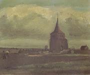 Vincent Van Gogh The old Tower of Nuenen with a Ploughman (nn04) china oil painting reproduction